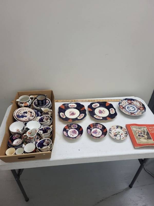 Antique Gaudy Welsh China Lot Cups Saucers Plates Creamers  Imari & Reference Book
