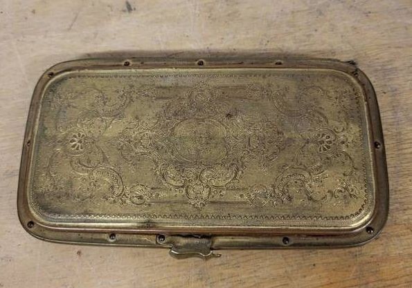Ornate Brass Hinged Case & Lalique Crystal Perfume Bottle Mixed Lot