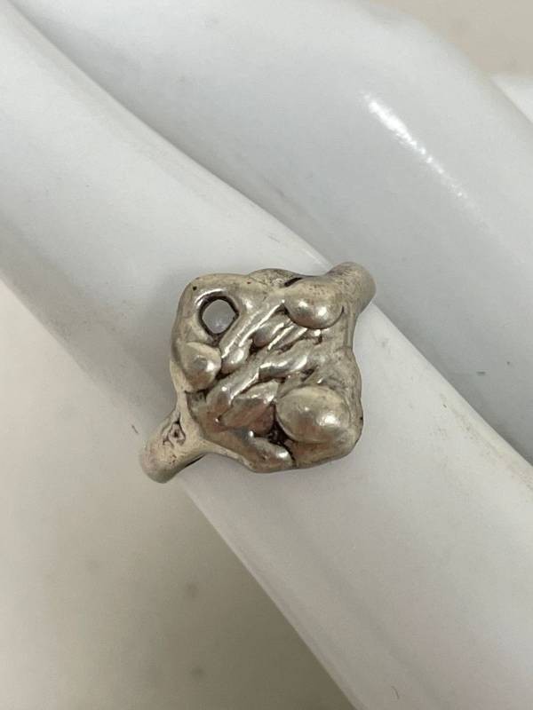 Vintage Modernist Sterling Silver Brutalist Organic Ring Size 6