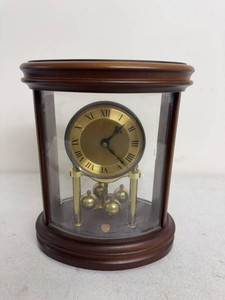 West Germany Quartz Anniversary Mantel Clock Wood Glass Case