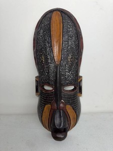 Handcrafted Ghana African Wood Wall Mask Carved Tribal Style