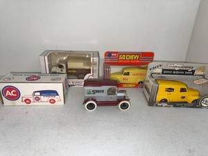 Vintage Die Cast Truck Bank Lot Ertl 50 Chevy Mack AC Sasco