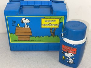 Vintage Thermos Snoopy Woodstock Lunch Box & Thermos Set Peanuts