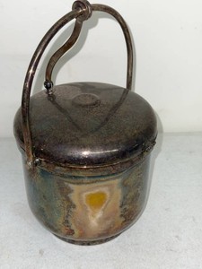 Vintage Silverplate Ice Bucket with Milk Glass Liner Swing Handle