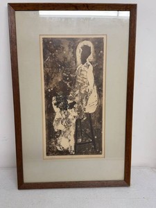 M. Dietrich Signed Artist Proof Etching Framed Figural Print