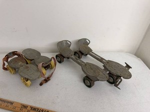 Vintage Adjustable Clamp-On Roller Skates Metal Child Size Set