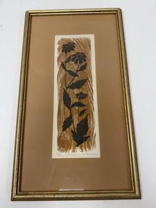 Framed Signed Limited Edition Coneflower Botanical Print 1976