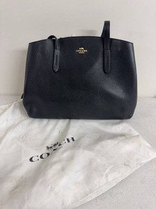 Coach Carrie 23 Black Pebbled Leather Tote Bag Brass Hardware