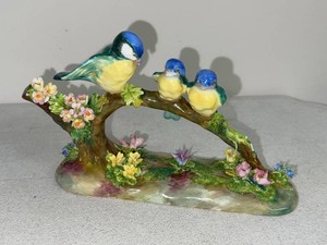 Crown Staffordshire J.T. Jones Bird Figurine Group Floral Branch