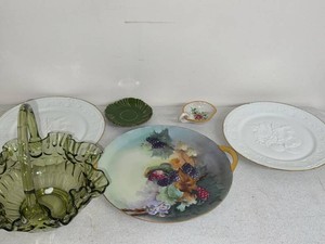 Vintage Decorative Dish Lot Bavaria Plates Glass Basket Serving Bowl