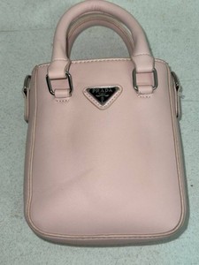 Prada Milano Marked Mini Top Handle Crossbody Bag Pink Chain Strap