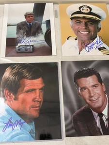 Set of 4 Signed Celebrity Glossy Photos Peter Graves Gavin MacLeod
