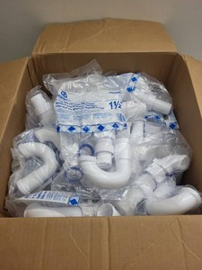 Box Lot of Plumbing Supplies Dearborn P-Traps Hoses Valves PVC