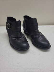 Dr. Scholls Jenna Ankle Booties Black Side Zip Buckle Womens 10M