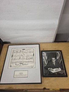 Framed Buffalo News Tom Toles Print & Signed Harold LeVander (Former Minnesota Governor) Photo