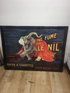 FRENCH ADVERTISING ART Le Nil Je Ne Fume Que Le Nil Elephant  After Leonetto Cappiello  Joseph Bardou & Fils  Large Framed Advertising Poster
