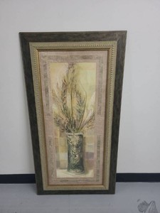Large Framed Floral Still Life Wall Art Print 24x48 Neutral Tones