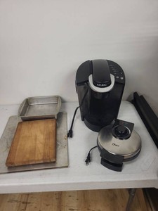 Lot of Small Kitchen Appliances Bakeware Keurig Oster Cutting Board