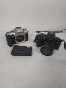 Canon EOS Film Camera Lot Elan II, EOS 750, EF 35-70 & Compact