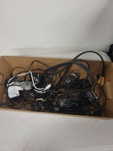 Box Lot of Assorted AV Cables Power Adapters USB FireWire RCA