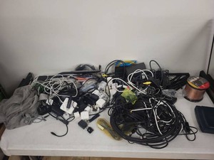 Box Lot of Assorted Cables Chargers Adapters Electronics Accessories