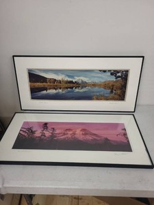 STAN JORSTAD  AMERICAS NATIONAL PARKS Stan Jorstad Signed Panoramic National Park Photographs  Lassen Volcanic National Park, California & Mount Rainier National Park, Washington  Pair Framed