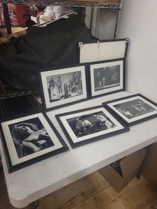 Set of 5 Framed Black & White Rock Music Photo Prints Wall Art - Led Zeppelin, The Who, The Kinks, Janis Joplin, Janis Joplin & The Cosmic Blues Band