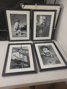 ROCK & ROLL PHOTOGRAPHY - Bob Dylan (2),  Chuck Berry & Johnny Cash  Four Framed Black-and-White Music Photography Prints