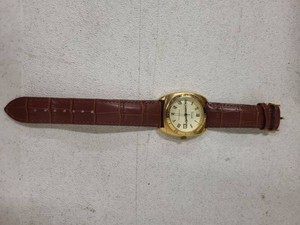 Stauer Gold Tone Roman Dial Wristwatch Date Brown Strap Japan Movt