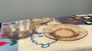 vintage pink depression glass