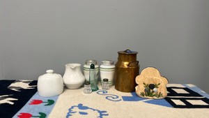 Assorted Ceramic, Glass, & Copper Tableware Collection