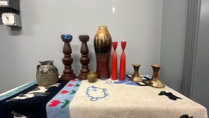 Vintage Mid-Century Modern Candlestick & Art Potter