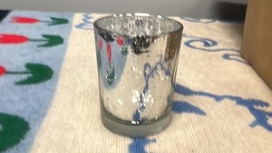Vintage Silver Mercury Glass Votive Candle Holder Speckled Metallic Finish