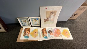 Lot of Vintage Frances Hook Northern Tissue Girl Art Prints & Framed Pictures