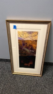 Abstract Mixed Media Framed Landscape Painting