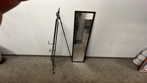 Ornate Black Wrought Iron Art Stand Easel & Full Body Mirror