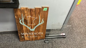 Minnesota Est. 1858 Rustic Wooden Antler Wall Sign and light up decor