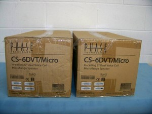 (8) - NEW IN BOX - Phase Technology CS-6DVTMicro 2-Way Dual Voice Pro Audio In-Ceiling Loudspeakers