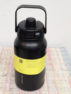 64 fl oz Stainless Steel Pop-Up Chug Sport Bottle Black - All In Motion
