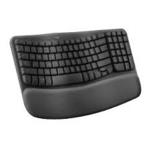Logitech Wave Keys Bluetooth Keyboard - Black Ergonomic Design, Wrist Rest