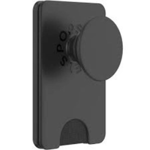 PopSockets Magnetic Phone Wallet with Grip and MagSafe, Magnetic Adapter Ring Included - Black