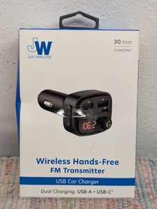 Just Wireless Bluetooth FM Transmitter Type C and USB-A Charging Port Bass Sound Booster - Black
