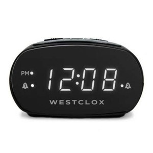 Dual Alarm Clock Black - Westclox Electric, Battery Backup, Oversized Snooze, Modern Table Clock