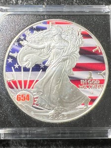 2025 AMERICAN SILVER EAGLE AMERICAN FLAG PRIVY IN CASE
