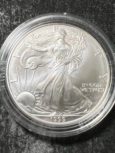 1999 AMERICAN SILVER EAGLE 1 TROY OZ .999 FINE SILVER IN AIRTITE