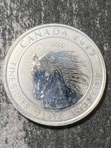 2019 34TH TROY OZ .9999 FINE SILVER CANADIAN HORSE
