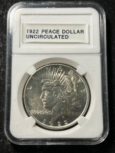 1922 US PEACE DOLLAR UNC SLABBED