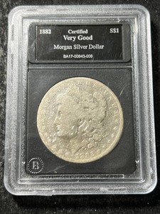 1882 US MORGAN SILVER DOLLAR SLABBED VG