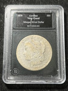 1879 US MORGAN SILVER DOLLAR SLABBED VG