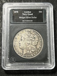1878 US MORGAN SILVER DOLLAR SLABBED VG